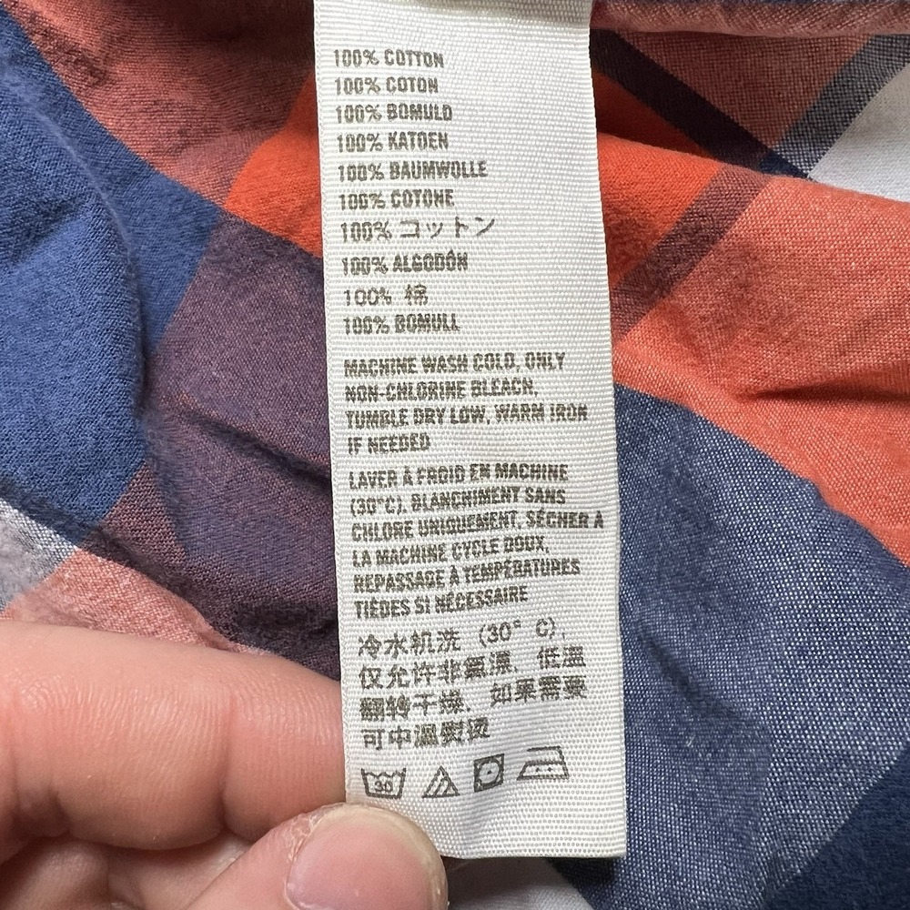 Vtg Y2K Hollister Medium Orange & Blue Plaid Long Sleeve Button Down Shirt‎ EUC! - Picture 3 of 3
